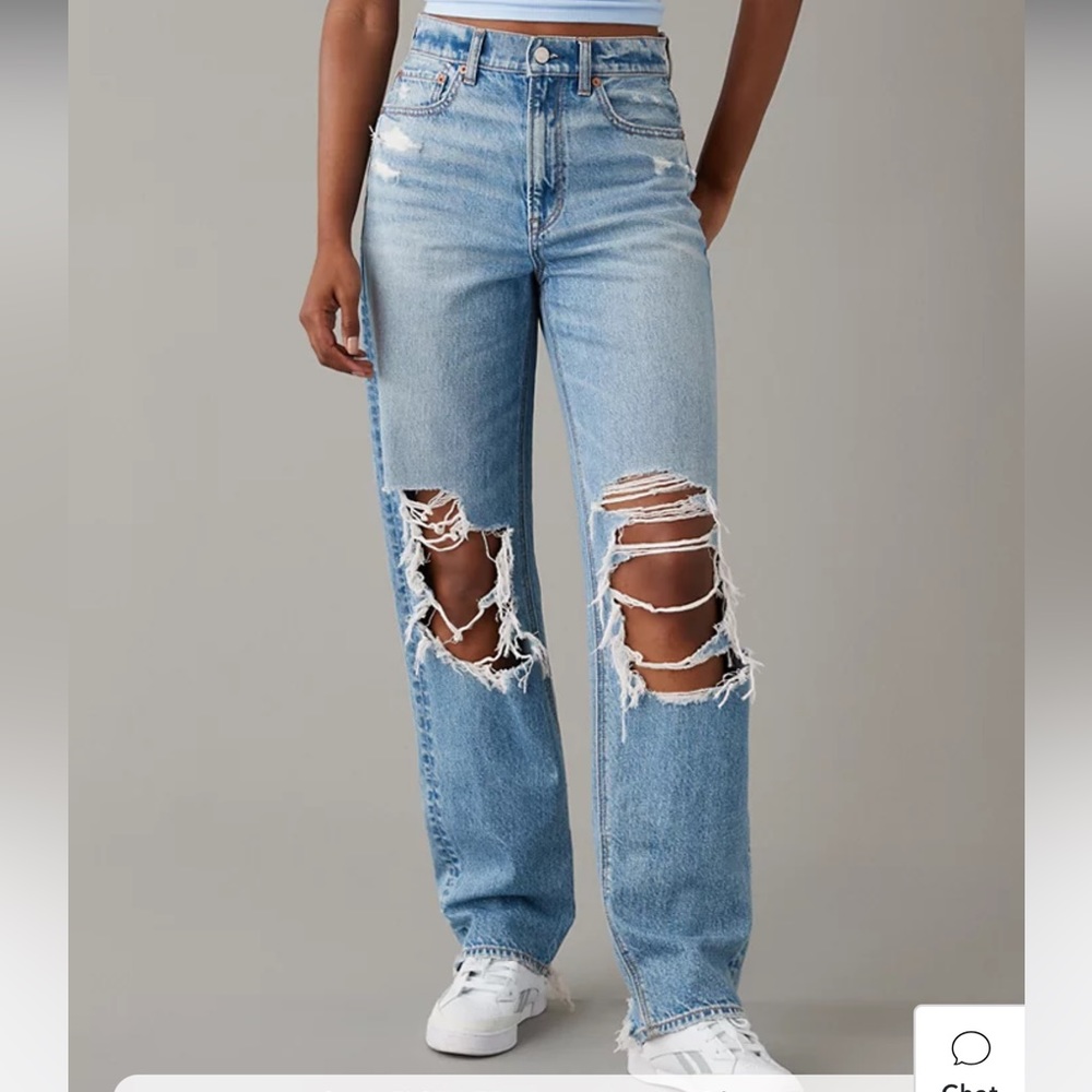 AE Strigid Ripped Highest Waist Baggy Straight Jean